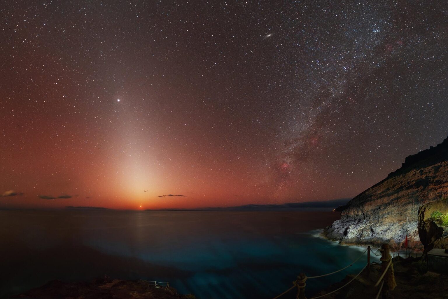 Einbruch der Dunkelheit bei Proís de Candelaria – Planetenkonjunktion und Tierkreislicht / La Palma, Januar 2023