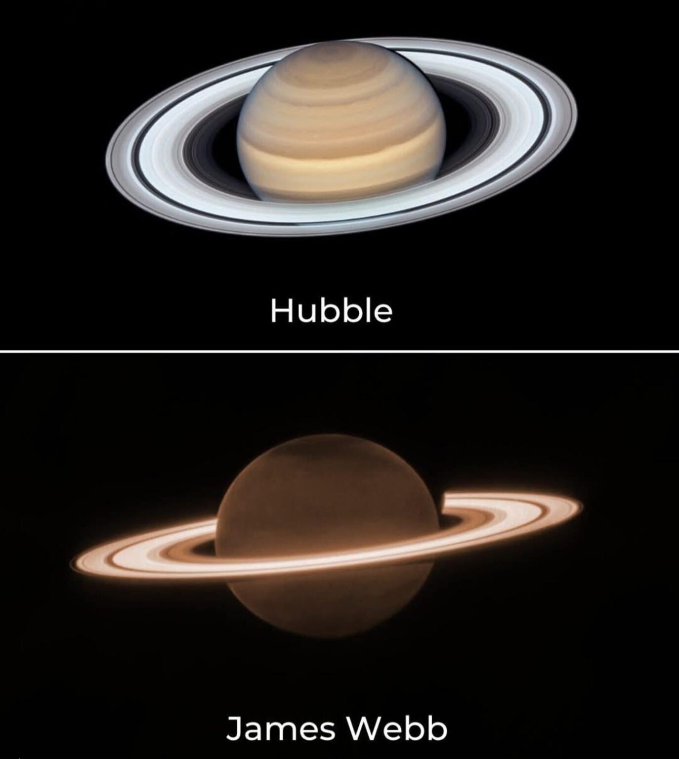 Saturn in den Augen von Hubble vs. JWST
