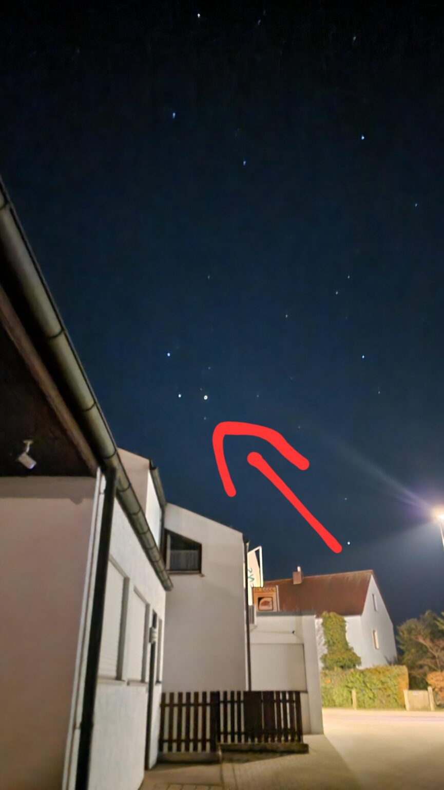 Ist das der Mars? Ich lebe in Bayern und schaue nach Osten.