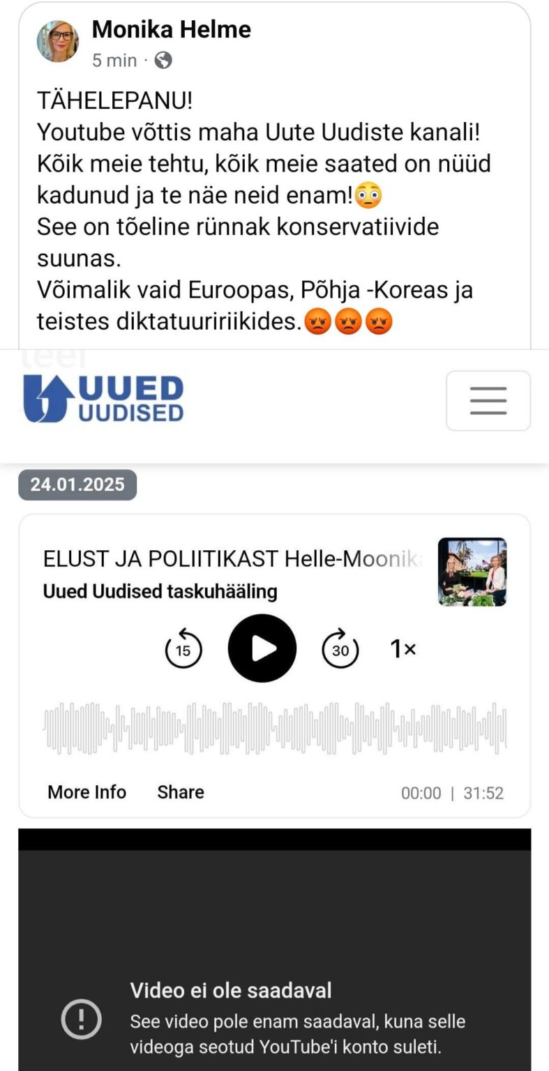 Ekres Lebensarbeit in sozialen Medien wurde zerstört