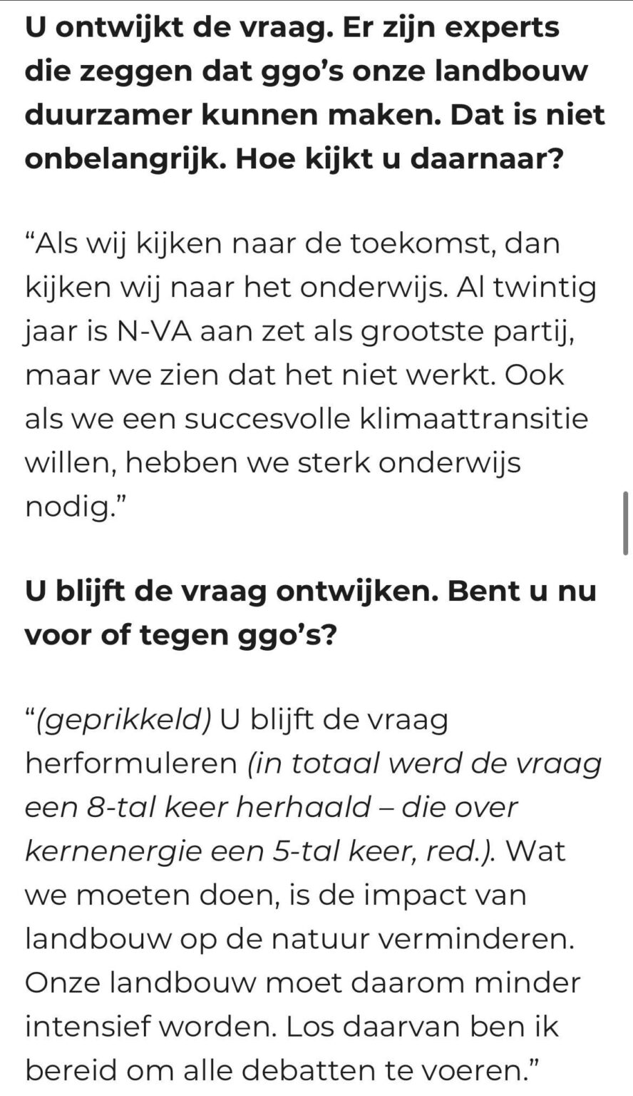 Der neue Vorsitzende Groen Bart Dhondt wagt es nicht einmal, seine eigenen Positionen darzulegen