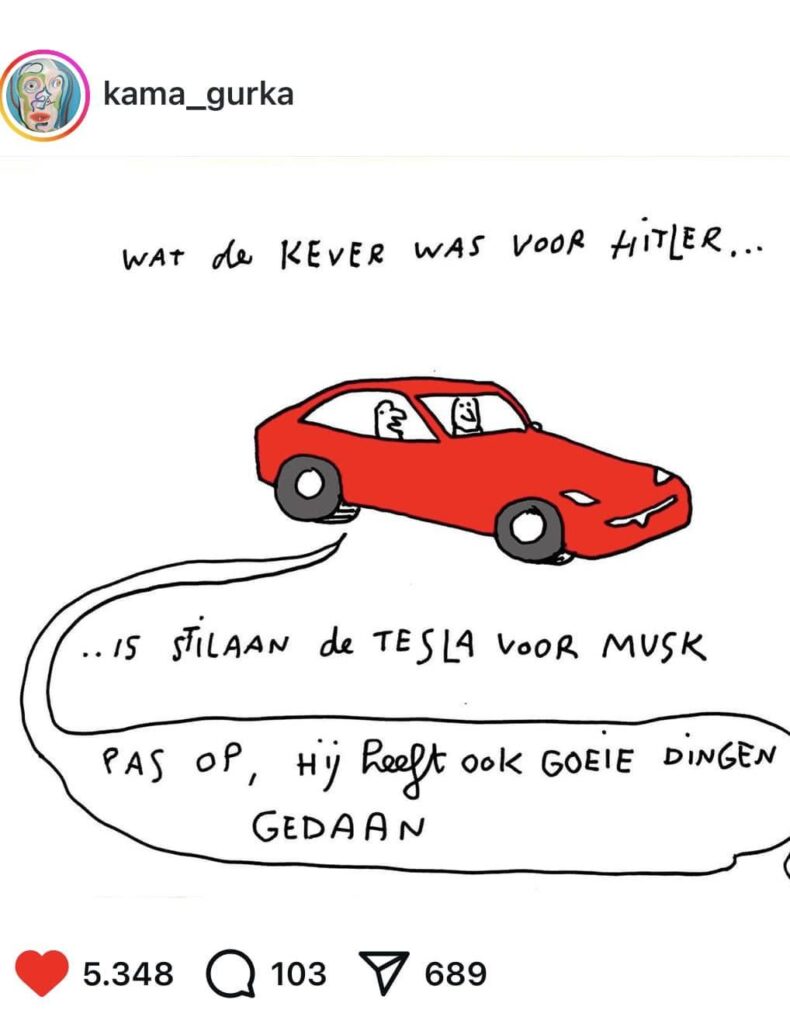 Kama-Gurke auf Elon Musk