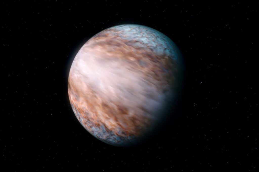 Der riesige Gas-Exoplanet WASP-127b hat Winde, die mit 33.000 Kilometern pro Stunde wehen, was fast der 30-fachen Schallgeschwindigkeit auf der Erde entspricht. Der riesige Gas-Exoplanet WASP-127b hat Winde, die mit 33.000 Kilometern pro Stunde wehen, was fast der 30-fachen Schallgeschwindigkeit auf der Erde entspricht.