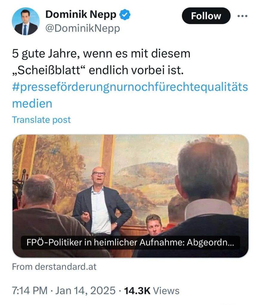 Dominik Nepp: 5 gute Jahre, wenn es mit diesem „Scheißblatt“ endlich vorbei ist.