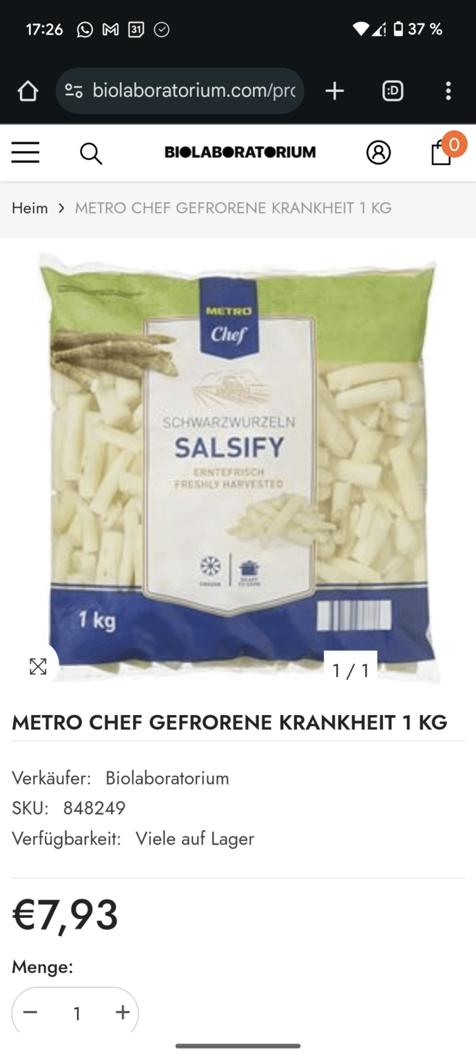Praktisch wenn man Mal genug hat von der Arbeit, einfach das Kilo gefrorener Krankheit auftauen lassen
