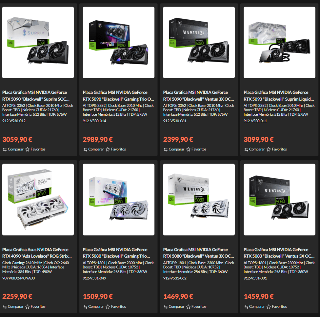 Preis der neuen NVIDIA 5000 -Serie in Portugal