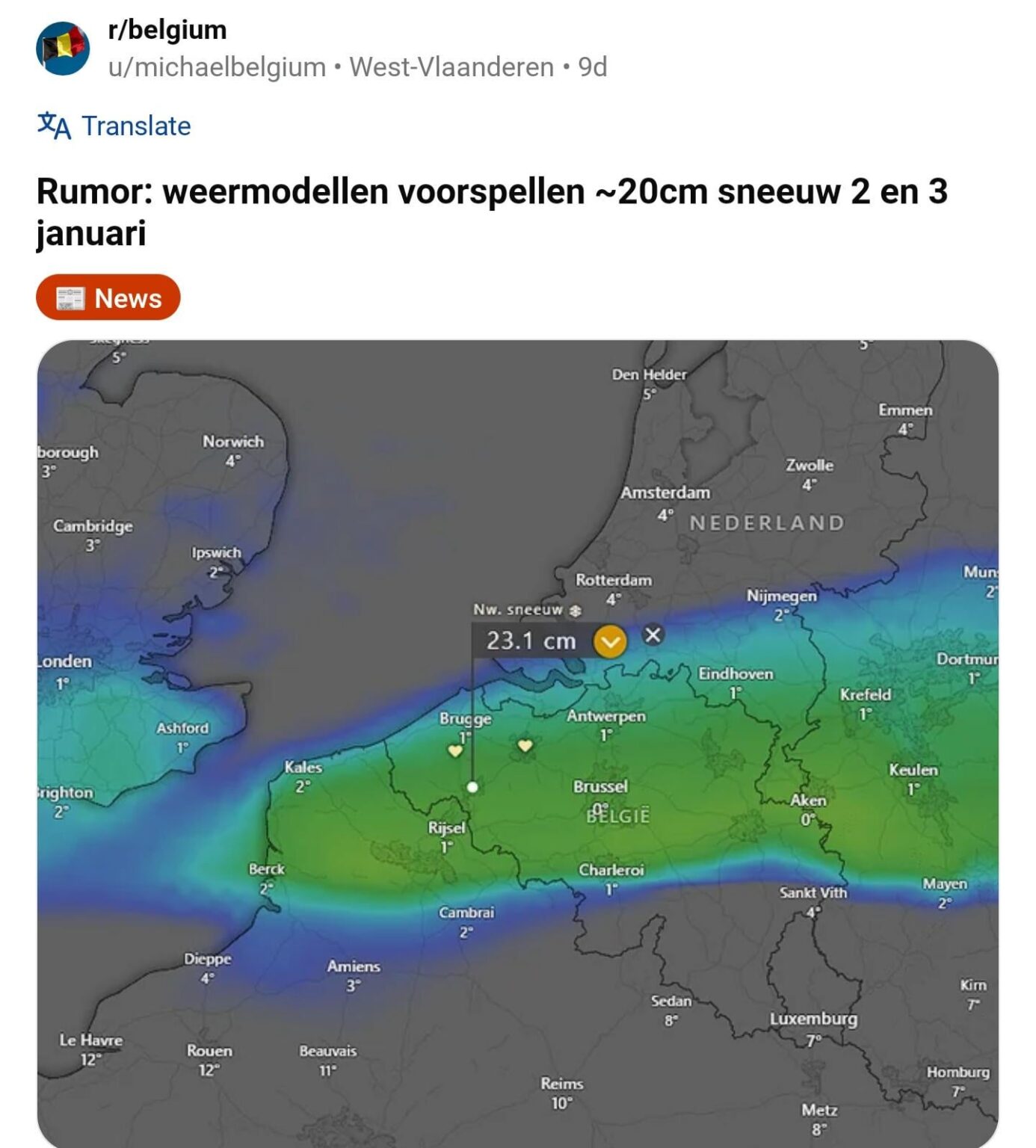 u/michaelbelgium hat gelogen, kein Schnee