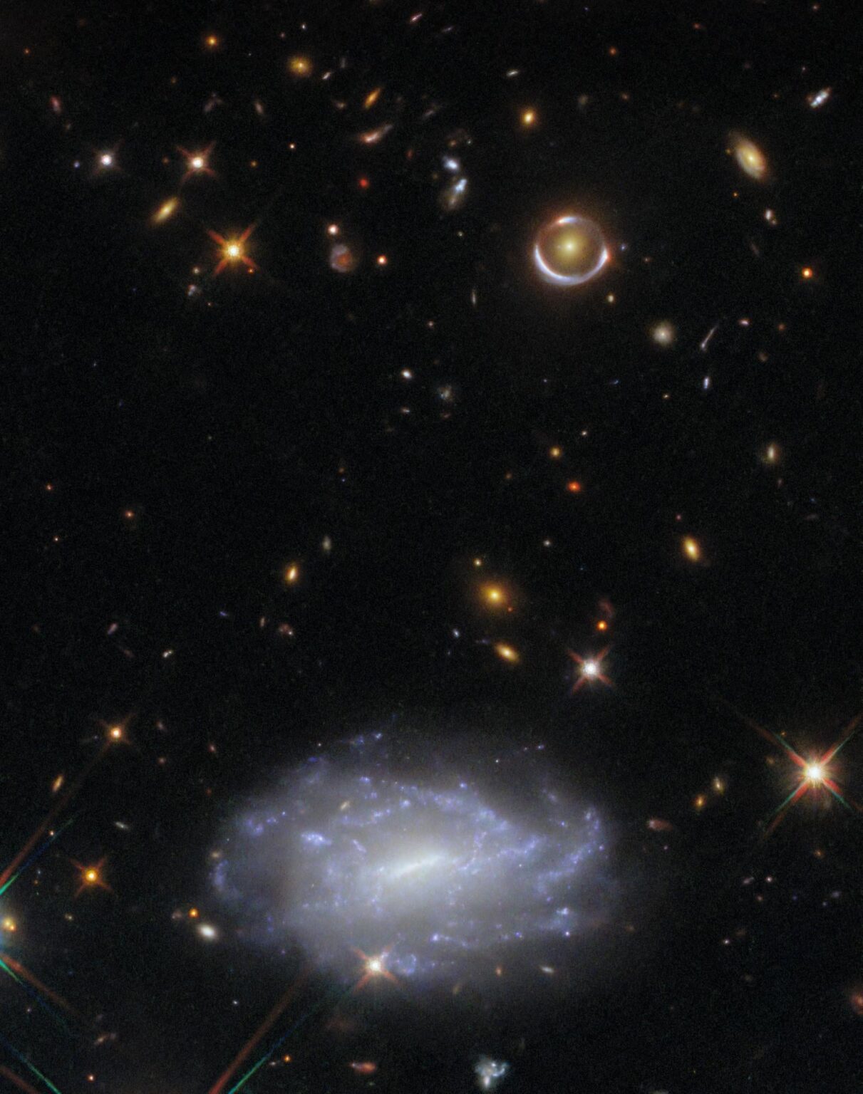 Das Bild der Woche des Hubble-Teleskops zeigte eine Galaxie in einem aufgrund der Gravitationslinse fast vollständigen Einstein-Ring. Bildnachweis: ESA/Hubble & NASA, D. Erb