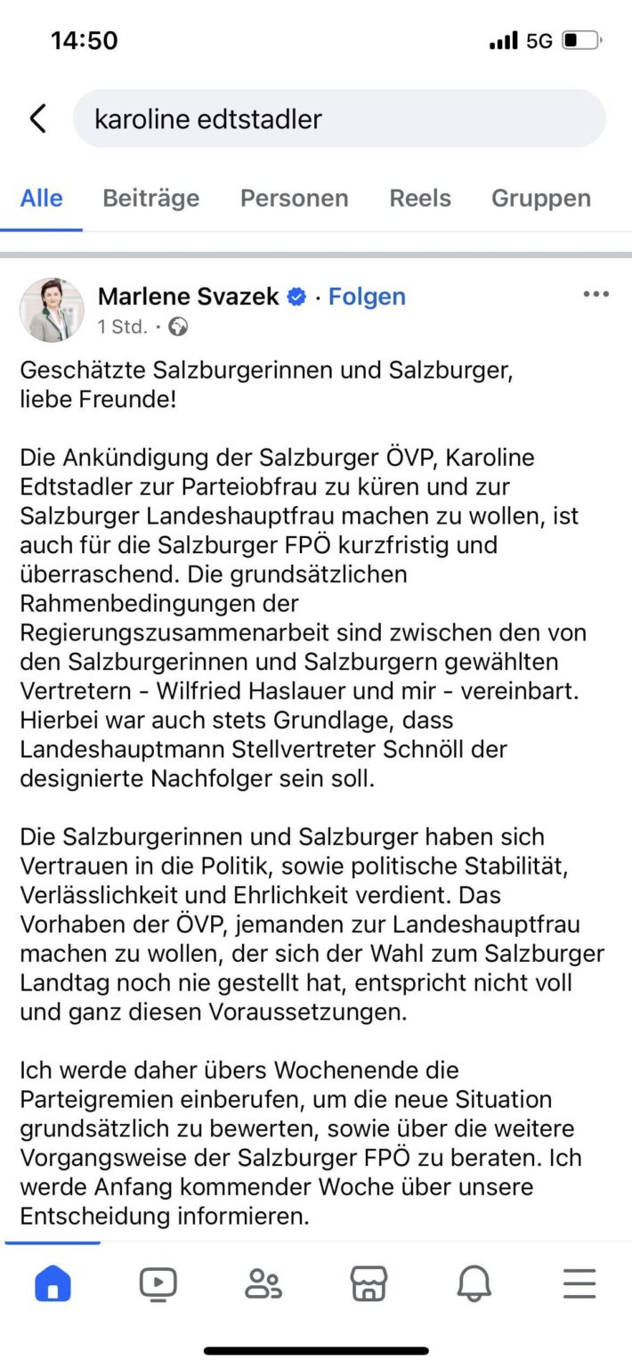 Ich glaube den wenigsten ist klar, was das in Salzburg für die Koalition bedeutet… Ich glaube den wenigsten ist klar, was das in Salzburg für die Koalition bedeutet…