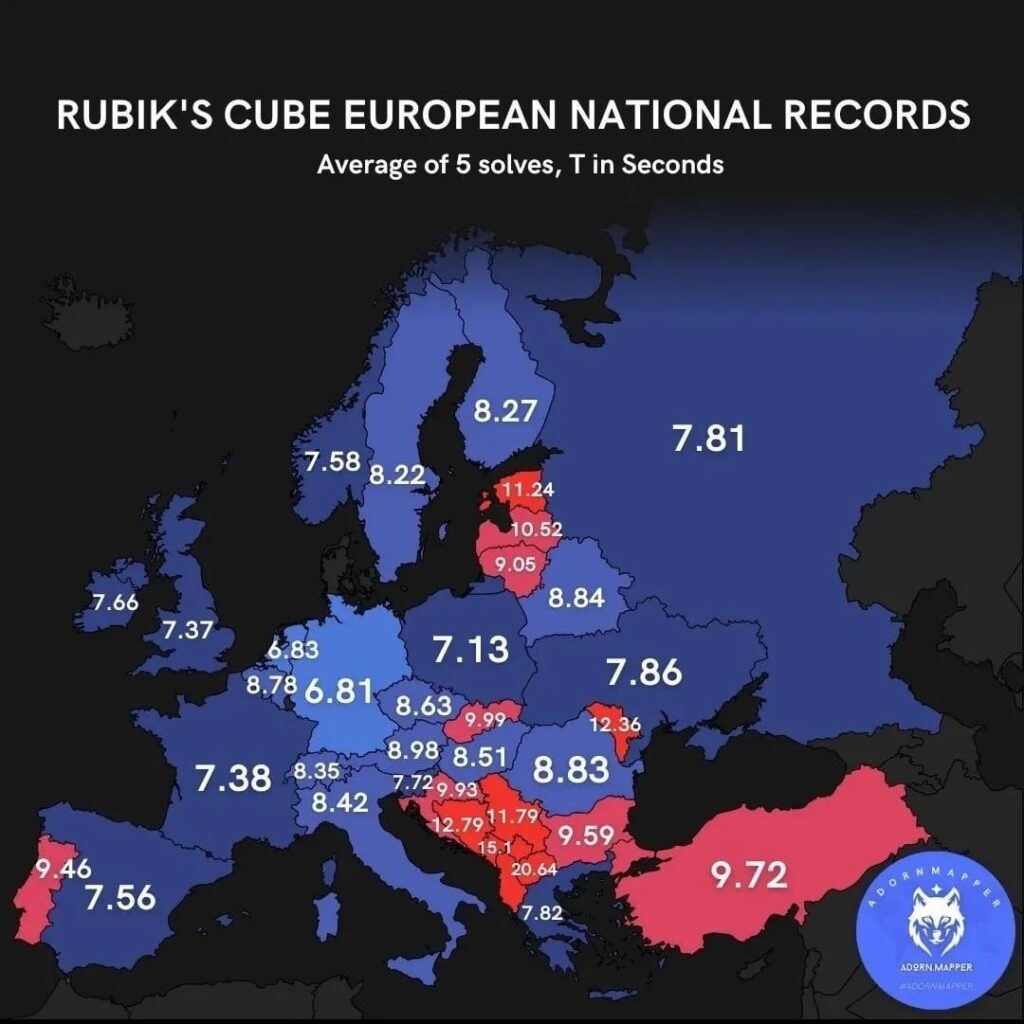 Zauberwürfel: Nationale Rekordzeiten