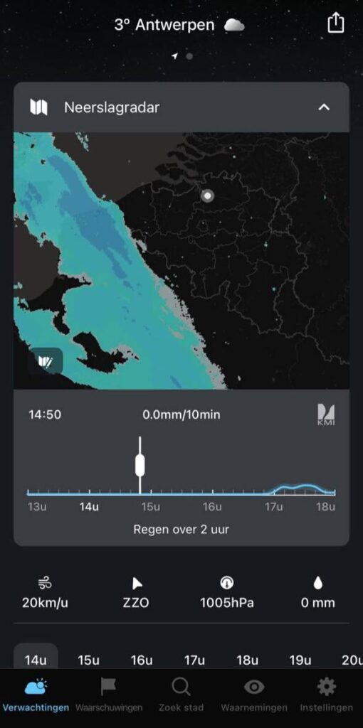 Wenn Sie ein Benutzer von Buienradar / Buienalarm sind, tut die KMI -App dies auch ohne Anzeigen oder Abonnements.