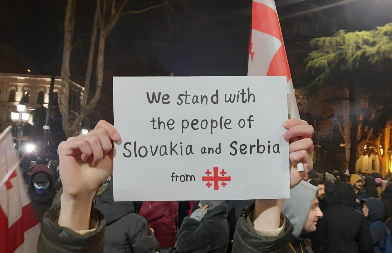 Aus dem Protest in Tiflis, Georgia,