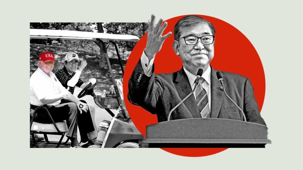 Wird Japans Premierminister auch ohne goldene Golfclubs übertrumpft?