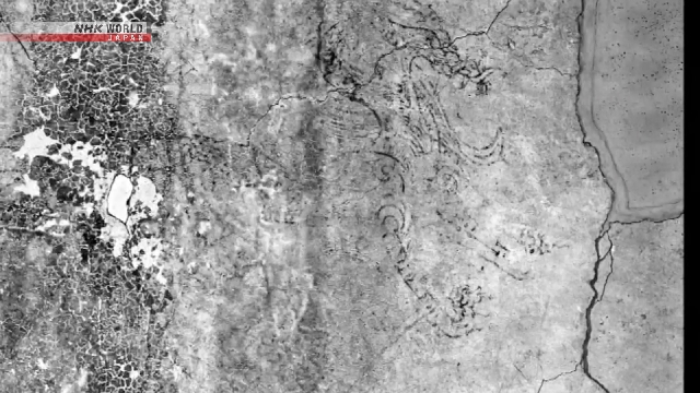 Die Infrarotfotografie schafft ein klareres Bild von Wandbild bei Kitora Tumulus in Nara