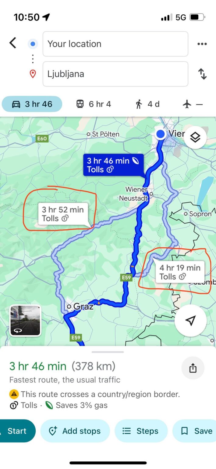 Welche der drei Autobahnen/Schnellstraßen ist am flachsten? Welche der drei Autobahnen/Schnellstraßen ist am flachsten?
