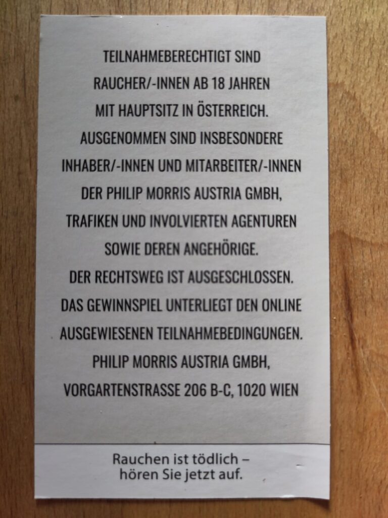 "Teilnahmeberechtigt sind Raucher/-innen"