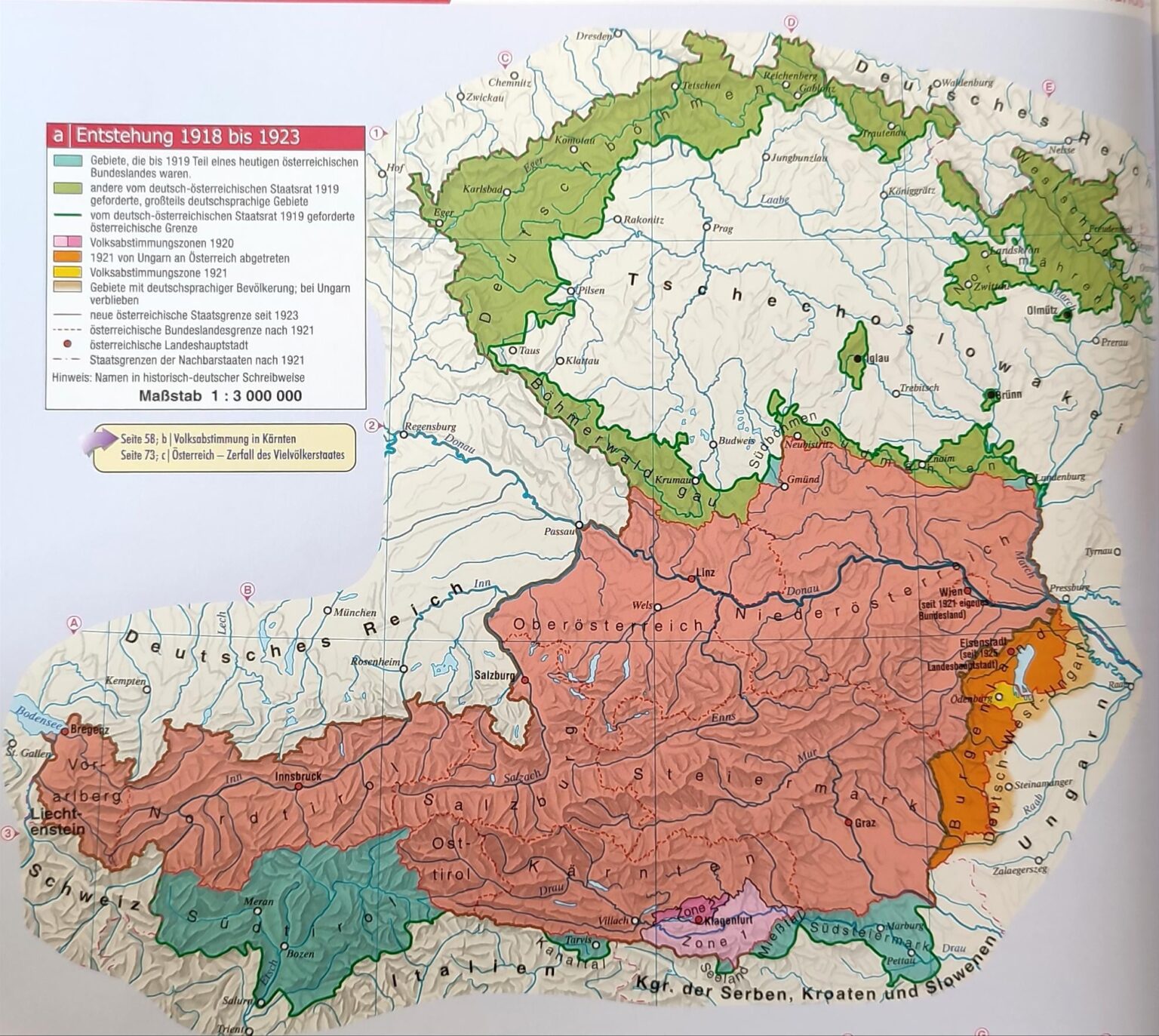 Karte von Österreich unmittelbar nach dem Zweiten Weltkrieg