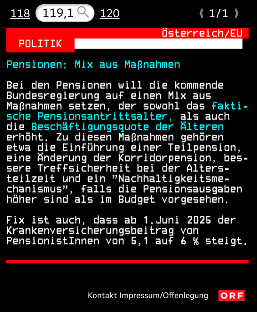 Der KV Beitrag von Pensionen steigt, ergo kommt eine Pensionskürzung ab 01.06.2025