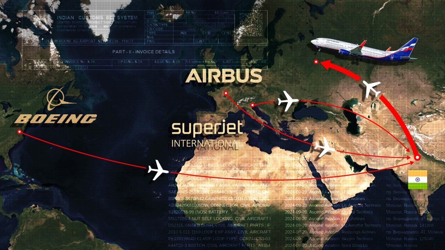 Die Sendungen von Boeing und Airbus gingen trotz Sanktionen über Indien nach Russland weiter
