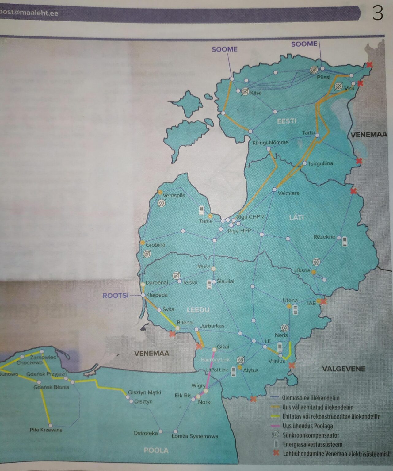 Estnische gegen lettische/litauische Elektrizitätsinfrastruktur. (Maaleht)