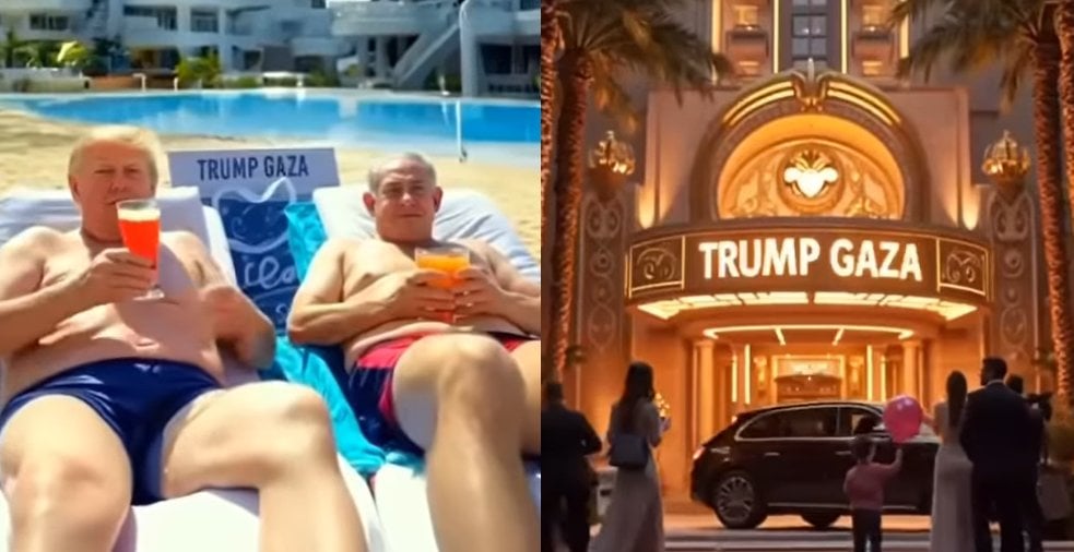 "Trump Gaza": Trumps provokantes KI -Video für Gaza Dreaming - Cocktails mit Netanyahu und Goldstatue