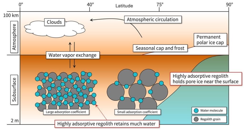 Adsorptiver Regolith auf dem Mars tritt Wasser auf, zeigt aktualisierte Modell