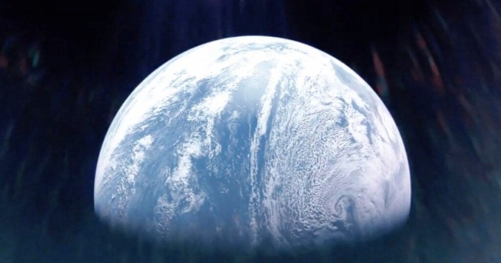 Blue Ghost Spacecraft Filmmaterial zeigt die Erde 'im Rückspiegel' '