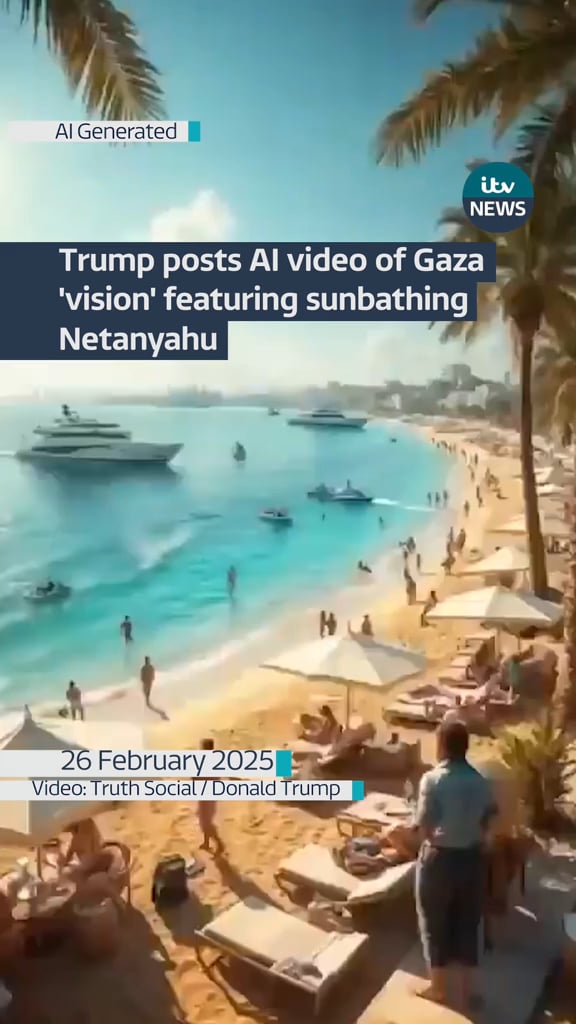 Kann die aktuelle amerikanische Politik noch mehr Komödie sein? Trump Postol AI Video, in dem er eine Vision von "Trumps Gaza" hat