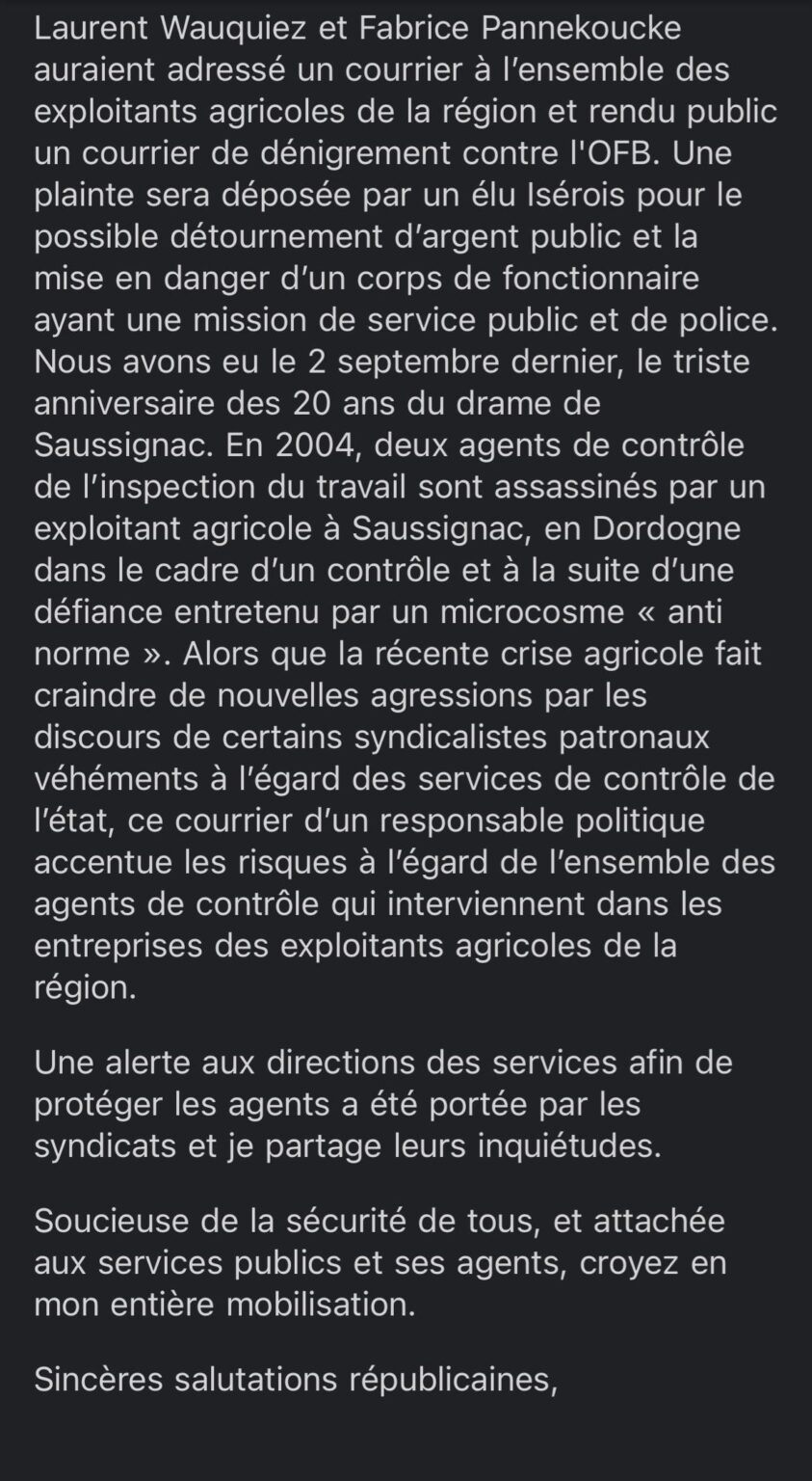 Informationen von meinem Abgeordneten über den Angriff auf OFB
