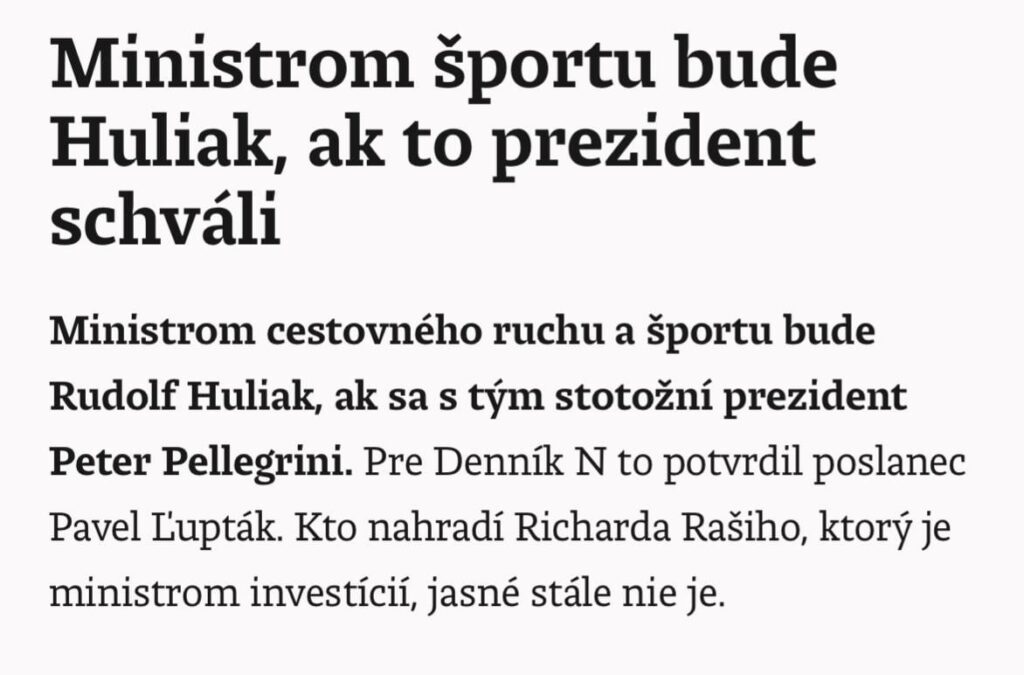 Huliak als Sportminister