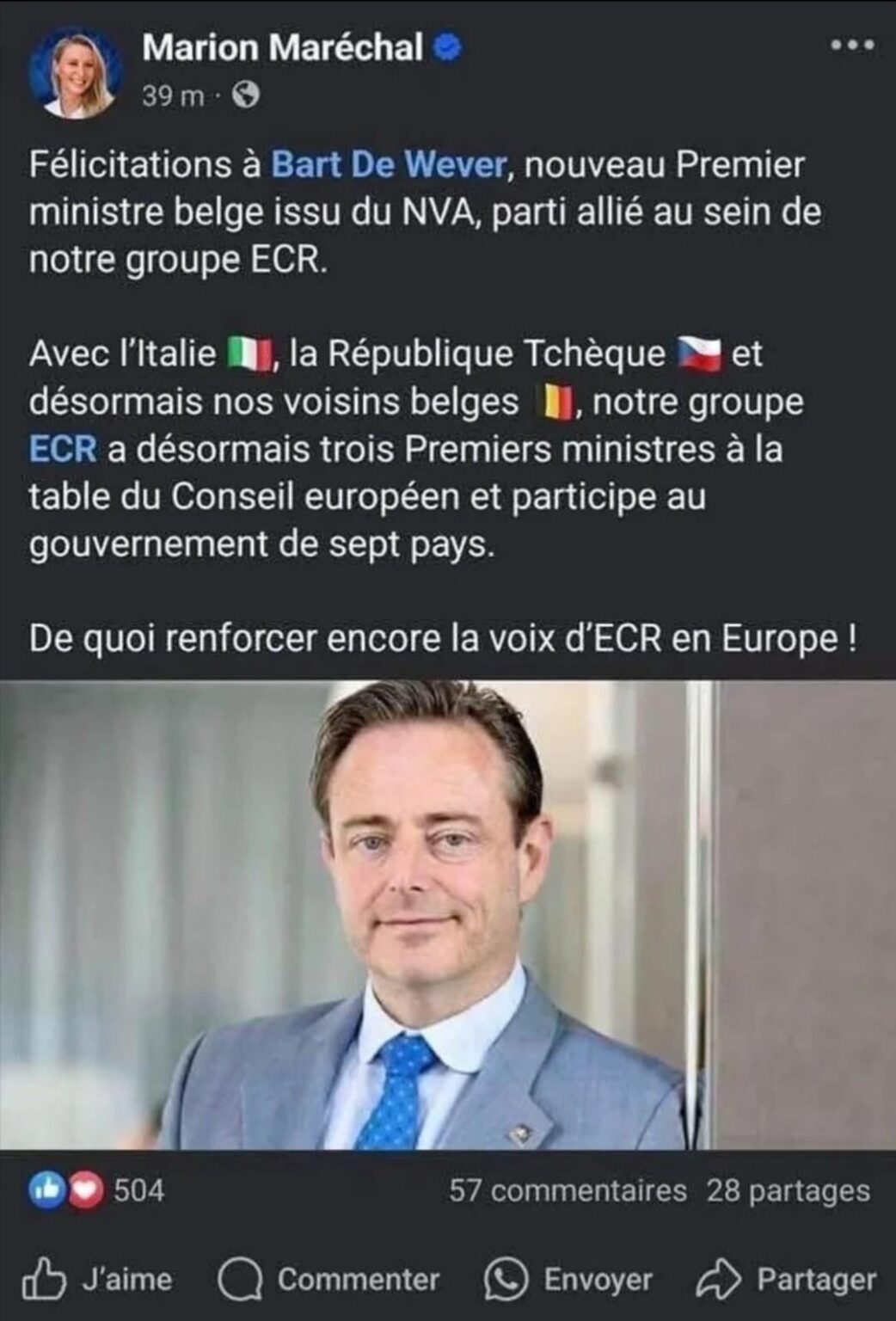Ideologisch ist die Gruppe weitgehend euroskeptisch, antiföderalistisch und rechts, mit zentralen und rechtsextremen Fraktionen.