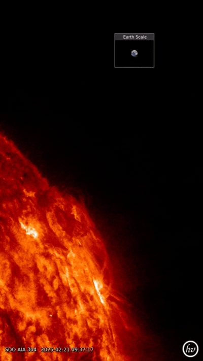 Schöner Solarplasmaausbruch 21. Februar 2025