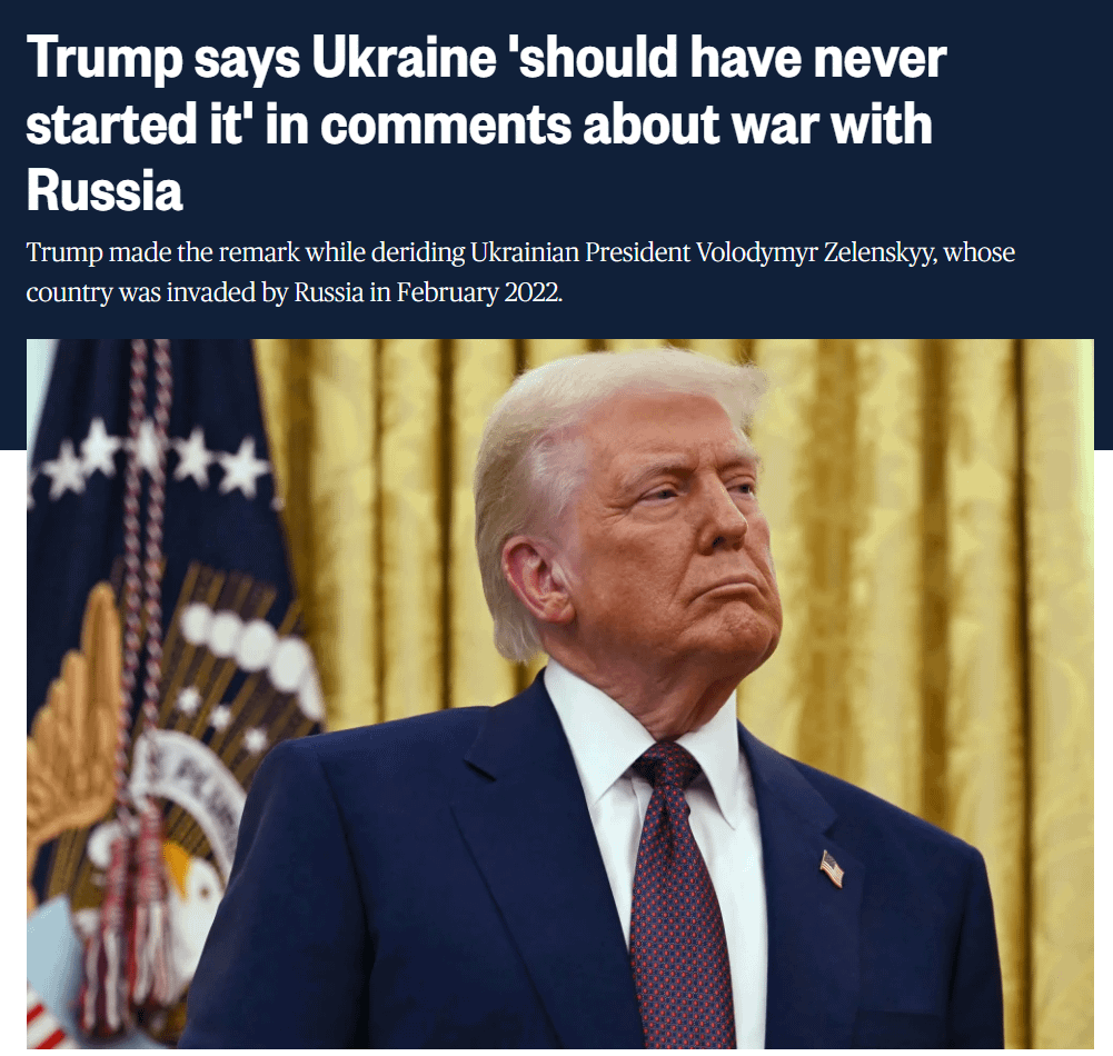 Trump behauptet, dass die Ukraine mit dem Krieg begonnen hat - ist Zeit, Waffen zu beginnen, und nicht nur wegen Russlands