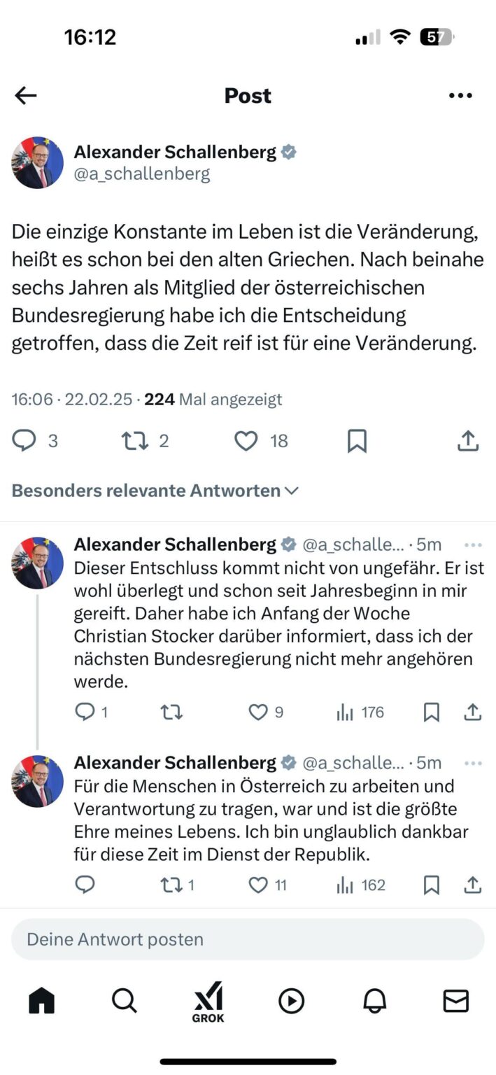 Alexander Schallenberg wird der nächsten Bundesregierung nicht angehören.
