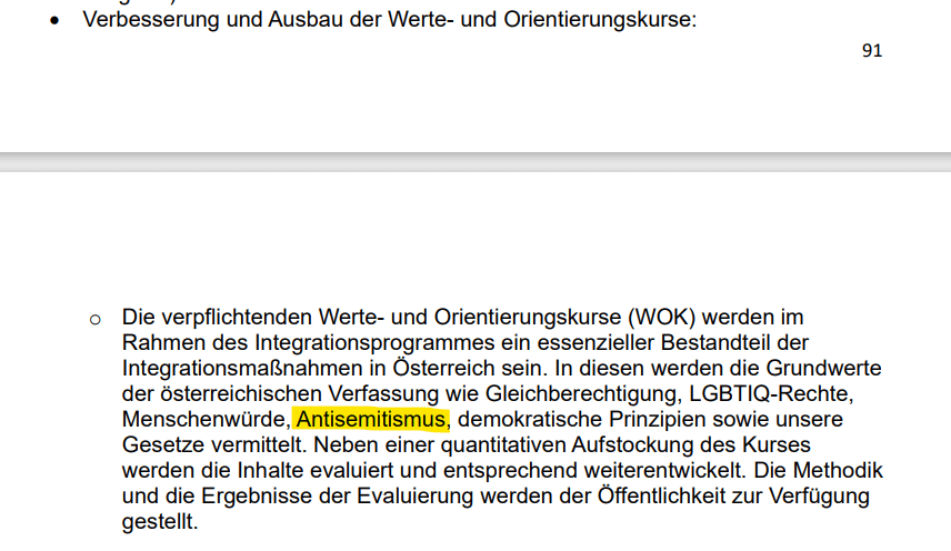 Laut der neuen ÖVP/SPÖ/NEOS-Regierung gehört Antisemitismus zu den Grundwerten der österreichischen Verfassung.
