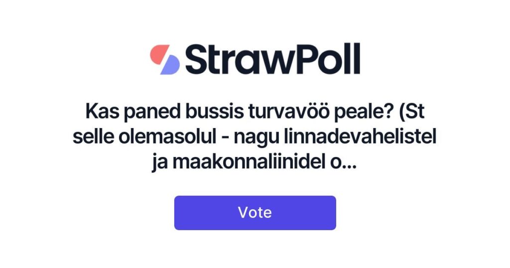 Ich nahm nur lange den Bus. Rakvere - Tartu. Der Bus war fast voll, ein paar offene Stellen. Ich war wahrscheinlich der einzige im Bus, der den Sicherheitsgurt anzieht. Kleine Umfrage. Antworte ehrlich gesagt pls. Leute, die einen Sicherheitsgurt in das Auto gesteckt haben, aber nicht in den Bus stecken - was ist Ihre Rechtfertigung?