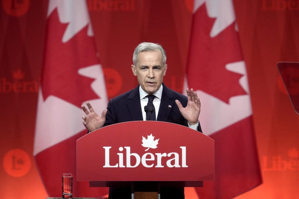 In Kanada wird Mark Carney, der an der Spitze der liberalen Partei gewählt wird, Justin Trudeau nachfolgt In Kanada wird Mark Carney, der an der Spitze der liberalen Partei gewählt wird, Justin Trudeau nachfolgt