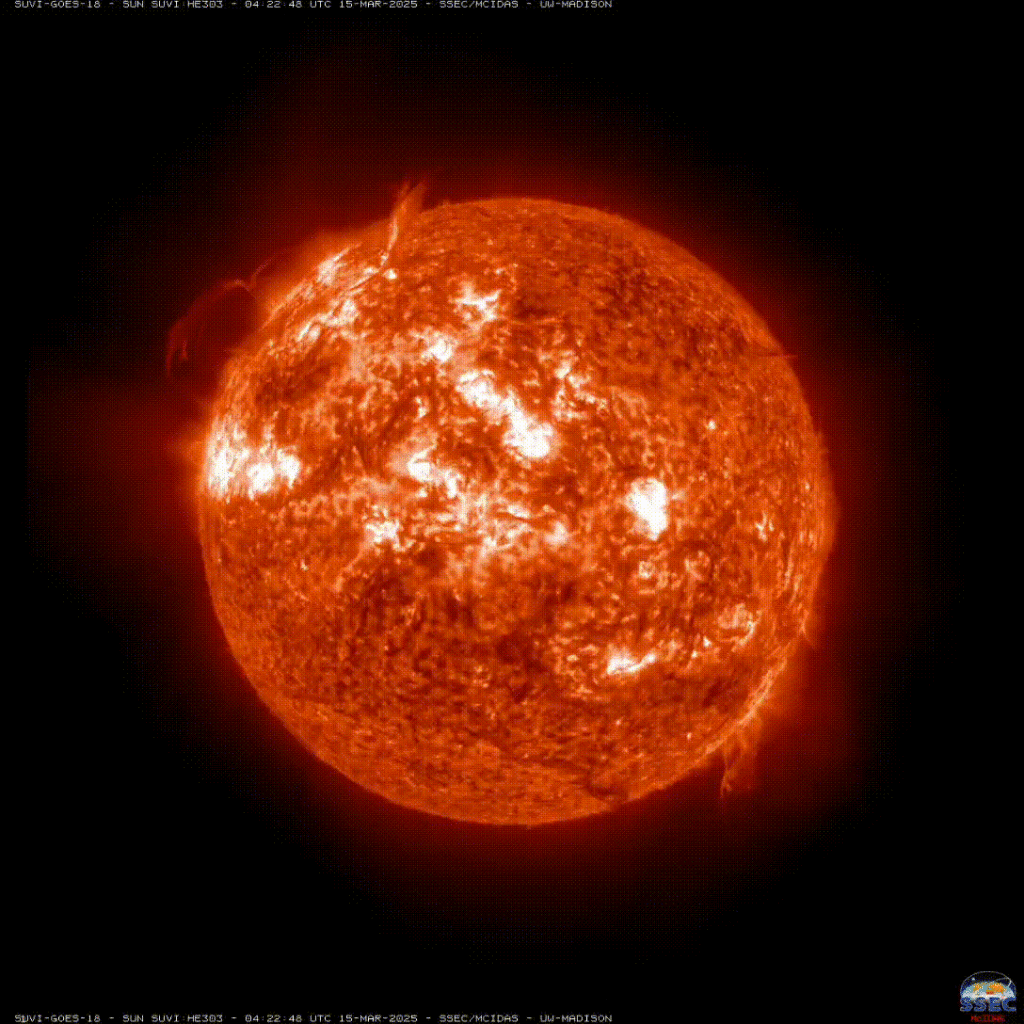 Schöner Plasmaausbruch von der Südwestseite der Sonne 15.3.25