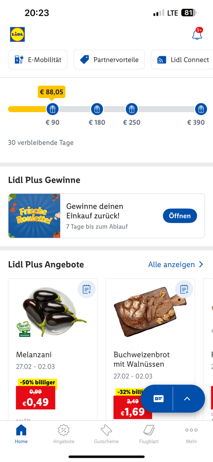 Lidl Plus - Einkauf zurück gewinnen hat es je jemand geschafft?
