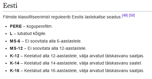 Nennen Sie ein paar K-16-Filme ...