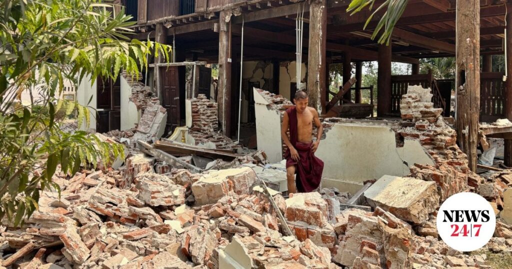 Starkes Erdbeben 7,7 Richter in Myanmar - Dutzende von gefangenen, zusammengebrochenen Gebäuden