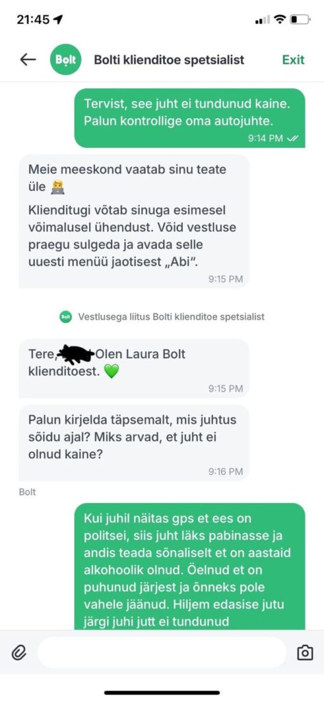 Ich möchte meine Erfahrung mit Bolt Customer Support Service teilen.
