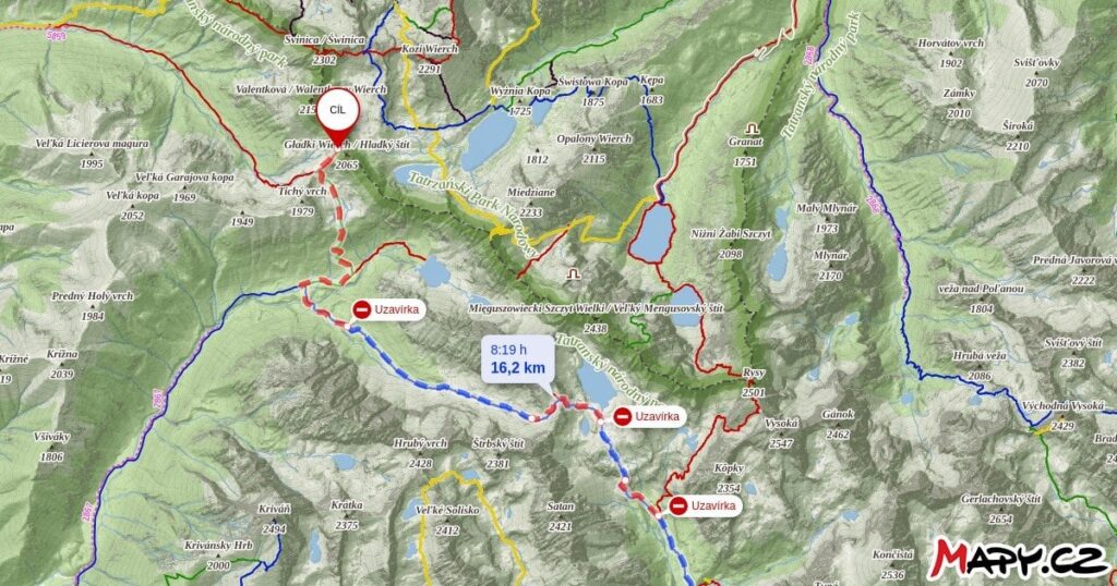Tatras – glattes Sattel – Übergang nach Polen Tatras - glattes Sattel - Übergang nach Polen