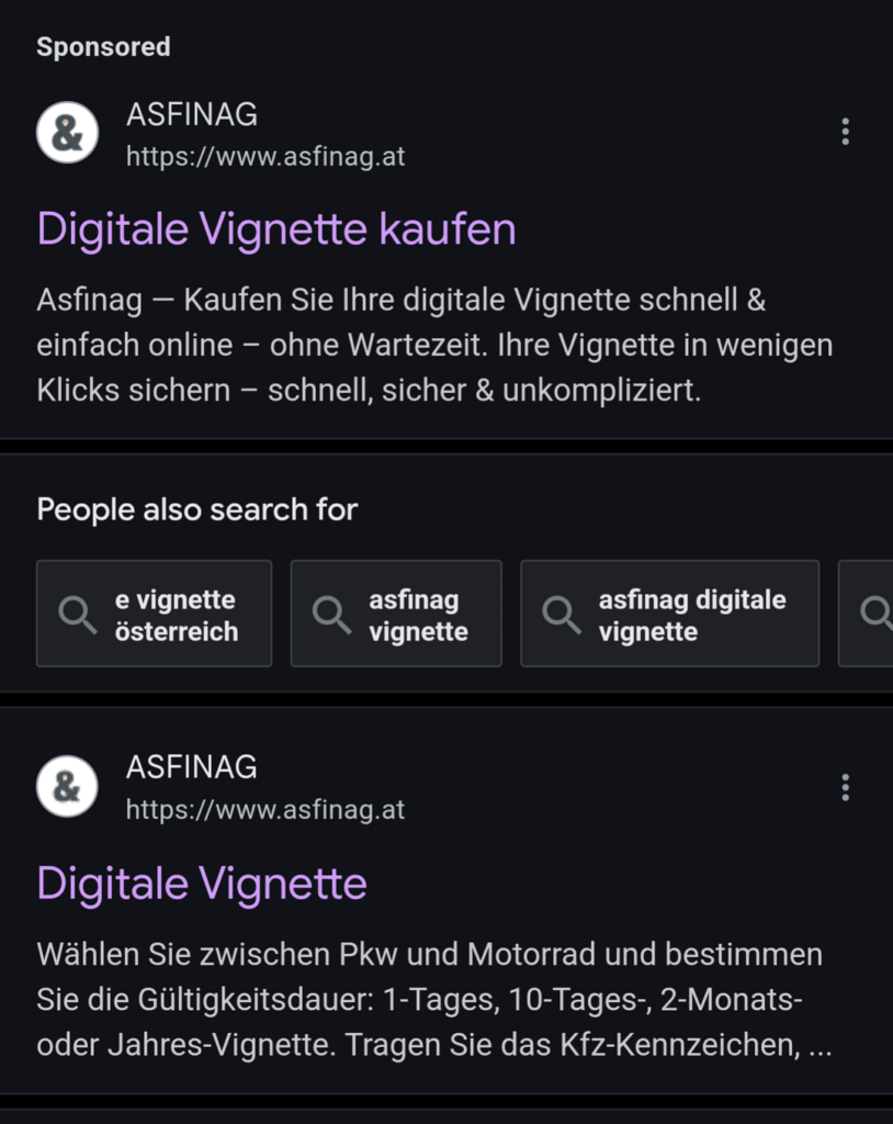 Vorsicht (Phishing) beim Vignettenkauf