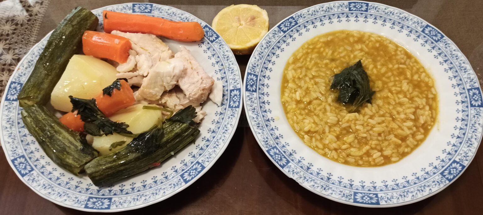 Fischsuppe! Fischsuppe mit Gemüse!