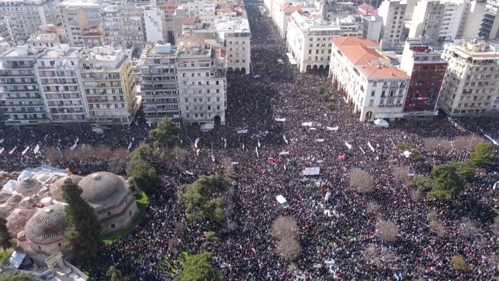 Thessaloniki Tempi Protest 28/02 Drohnenaufnahmen