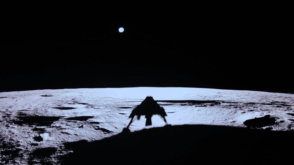 Die Erde scheint über den Mond in erstaunlichen 1. Fotos von Private Blue Ghost Lander. „Wir sind alle auf diesem Bild.“ Die Erde scheint über den Mond in erstaunlichen 1. Fotos von Private Blue Ghost Lander. "Wir sind alle auf diesem Bild."