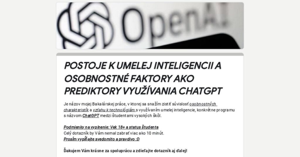 [Student][10m]  Einstellungen zu künstlicher Intelligenz und Persönlichkeitsfaktoren wie Chatgpt -Prädiktoren