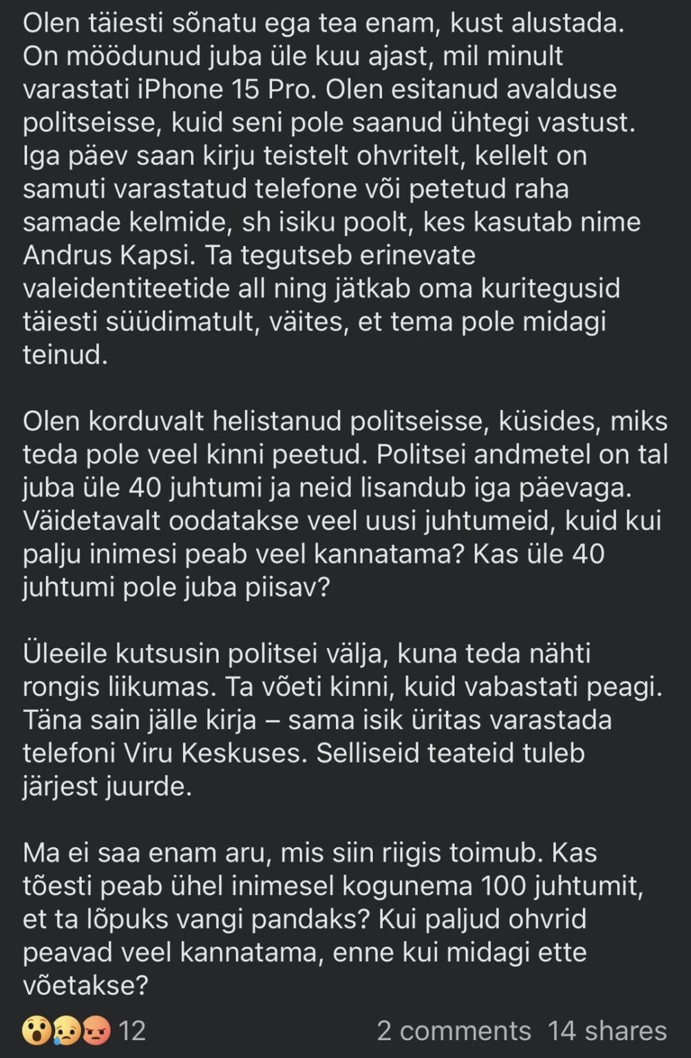 Hat jemand Erfahrung mit einem solchen Charakter? Was sollte mit Andrus Kaps getan werden?