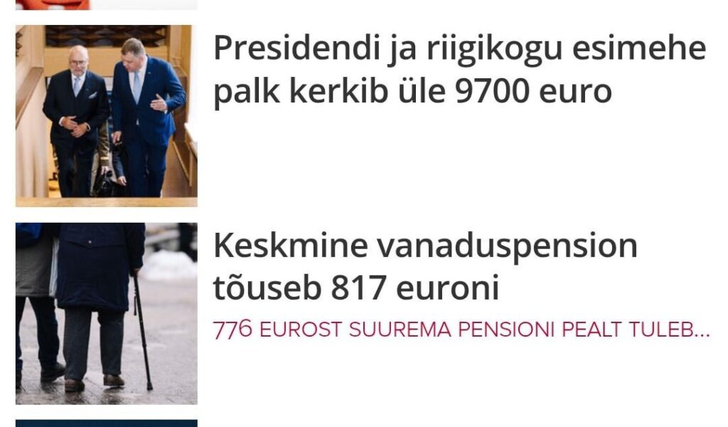 Der Grund, warum es für den Staat ziemlich schwierig ist, zu speichern (Bildschirmquelle err.ee)